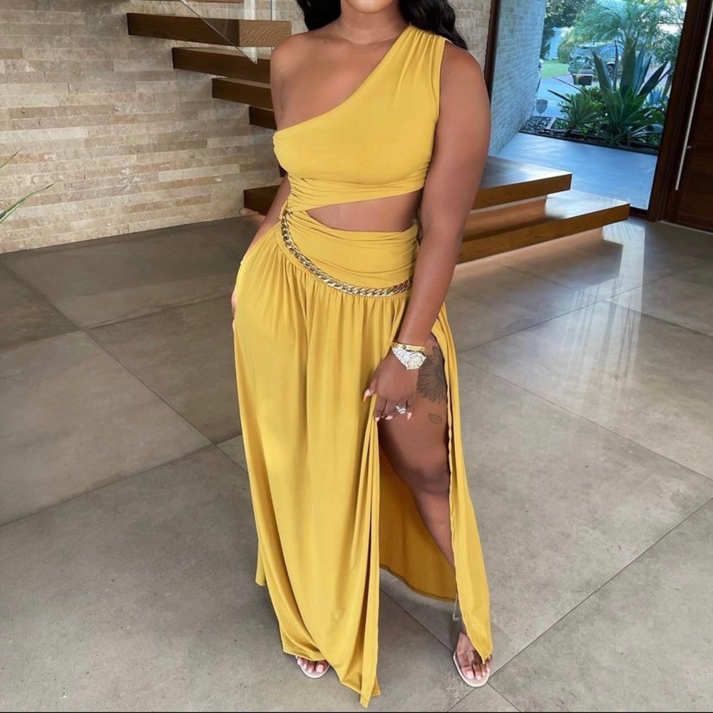 Beautiful Goddess Dress Mustard Yellow